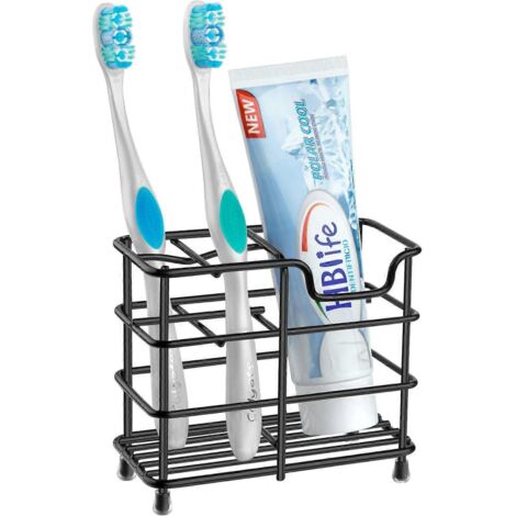 Porte-brosse à dents, petit porte-dentifrice en acier inoxydable, organisateur d'accessoires de salle de bain, noir