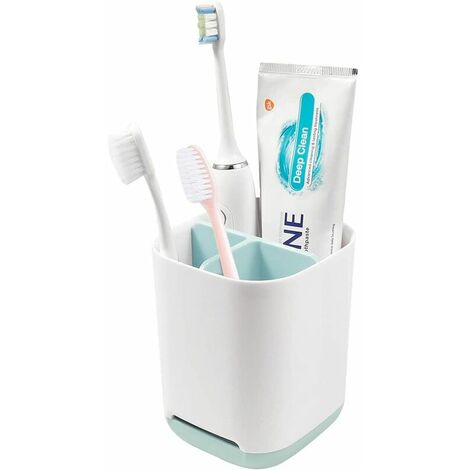 Porte-Brosse à Dents pour Salle de Bain Amovible 3 Fentes pour Dentifrice Nettoyage Facile avec Trou de Drainage et Base antidérapante