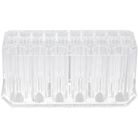 Porte-brosse de maquillage 26 emplacements en acrylique transparent grand format design carré rangement organisé
