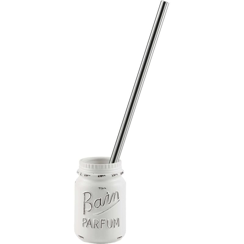 Kiamami Valentina - Porte-Brosse Pour Wc à Poser En Céramique Blanche Décorée Cindy