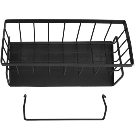 Porte-Brosse Sink Noir Multifonction Porte-Savon Détachable Organisateur Cuisine Salle de Bain Carbon Steel
