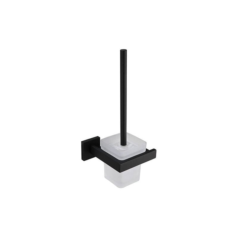 Porte Brosse Toilettes et Support en Verre Brosse à Toilette Murale en Acier Inoxydable 304 finition satinée noire pour Salle de bains( Brosse Inclus)