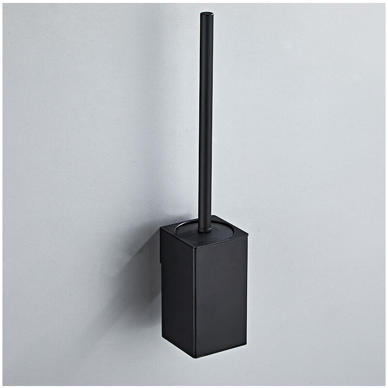 Porte-Brosse wc carré Mural en Acier Inoxydable 304 avec 1 têtes de Brosse (Noir)
