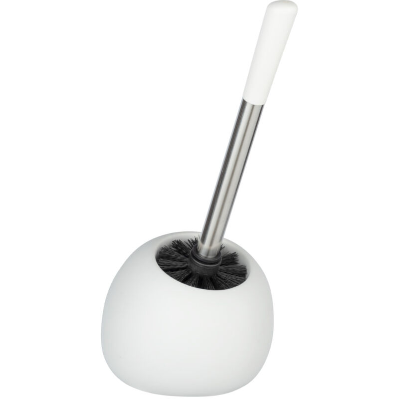 Porte Brosse wc céramique Polaris, Brosse wc noire, Céramique, 5x36x14,5 cm, blanc mat - Wenko