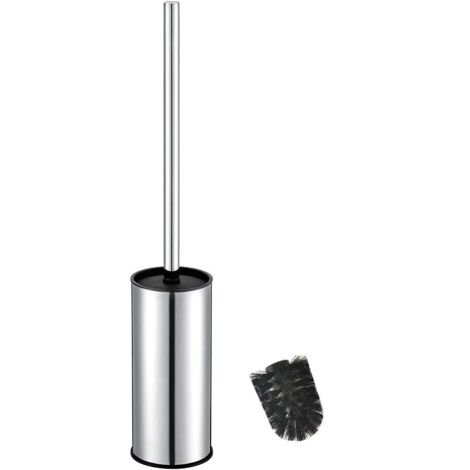 Porte-Brosse WC en Acier Inoxydable Chromé Rond sur Pied pour Salle de Bain (miroir)