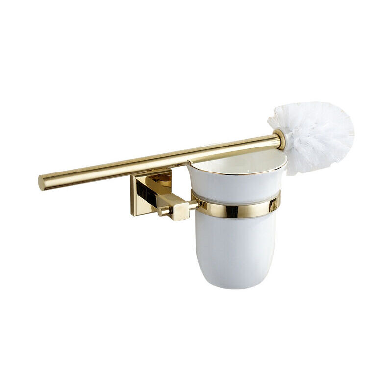 Porte-brosse WC exclusif en acier inoxydable Porte-gobelet de salle de bain, porte-brosse de toilette, ensemble de toilette, or