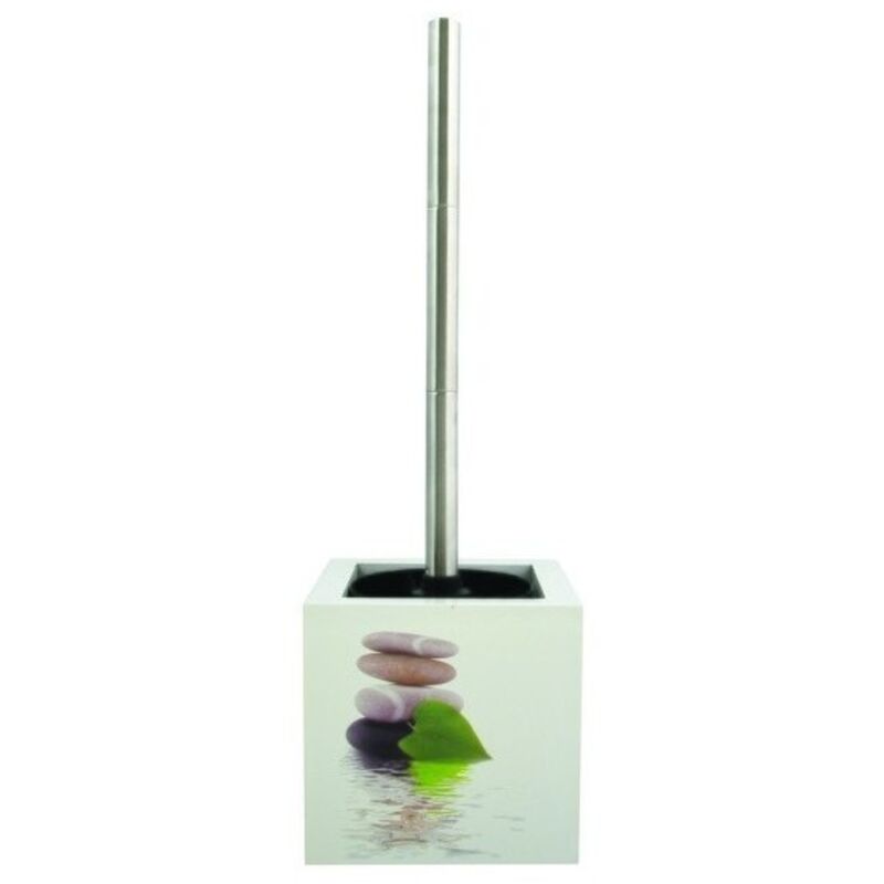 MSV - Brosse Wc avec support mdf & Inox lingga Décor Blanc