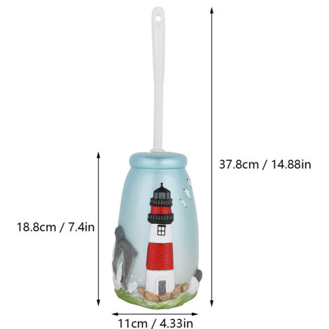Porte-brosse WC motif phare marin - Accessoire de salle de bain ludique en résine-AquaForge