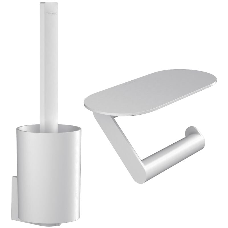 Porte-brosse wc mural et porte-papier wc avec tablette Hansgrohe WallStories blanc mat