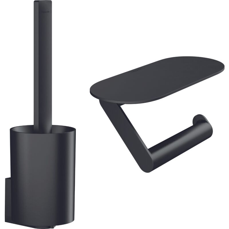 Porte-brosse WC mural et porte-papier WC avec tablette HANSGROHE WallStories noir mat