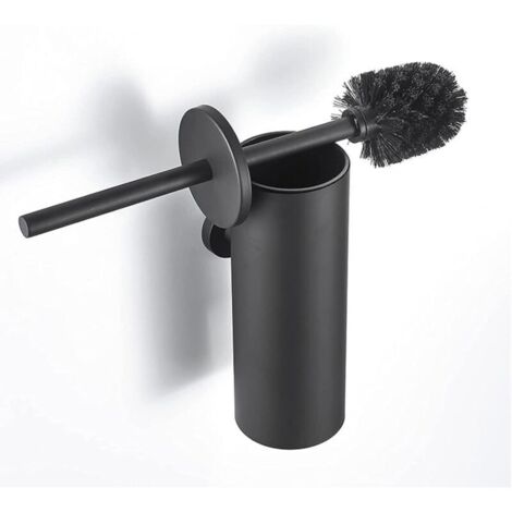 Porte-brosse WC noir en acier inoxydable 304 – Montage mural étanche – Conception anti-éclaboussures – Séchage rapide pour salle de bain