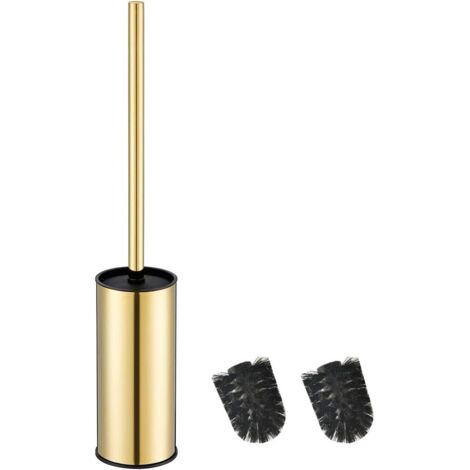 Porte-Brosse WC Rond en Acier Inoxydable doré Autonome pour Salle de Bain (doré)