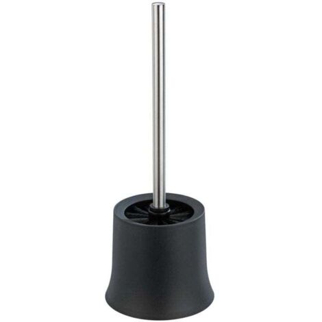 Porte brossee WC  Basic noire brosse WC design Ø 14 cm porte-brosse WC en plastique inox moderne incluant brosse WC noire Ø 8,5 cm et stiel en acier inoxydable élégant pour salle de bain