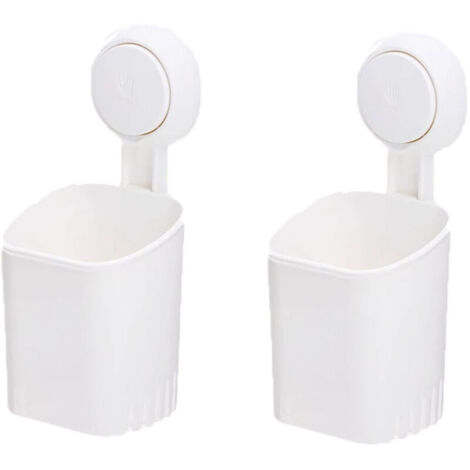 Porte-brosses à dents à ventouse, sans perçage, lot de 2, fixation murale, convient aux douches et salles de bains, étanche, peut également servir de porte-lames de rasoir ou de porte-dentifrice.