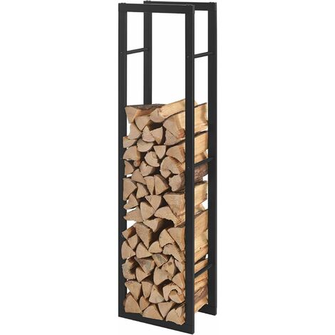 Range-bûches Vaasa pour intérieur 50 x 100 x 30 cm noir effet bois