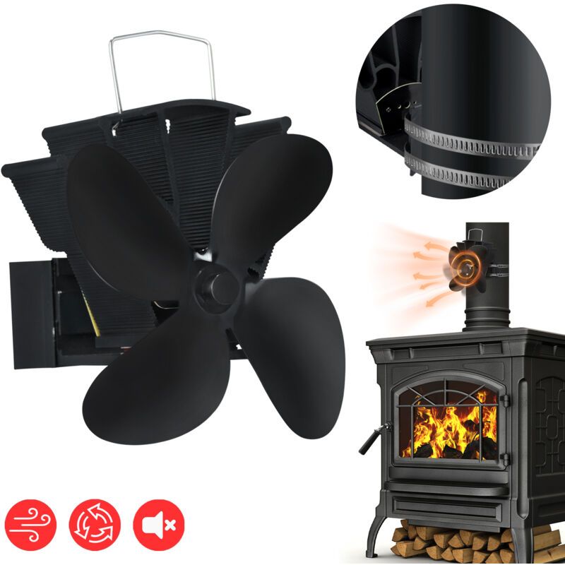 Ventilateur de cheminée Ventilateur de poêle chauffant suspendu à 4 pales pour bois/brûleur à bûches/cheminée (suspendu) - Hengmei