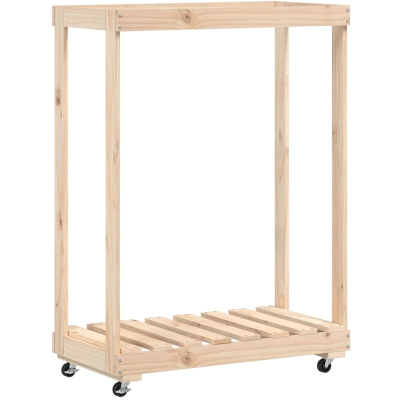 Porte-bûches avec roulettes 76,5x40x108 cm bois massif de pin vidaXL