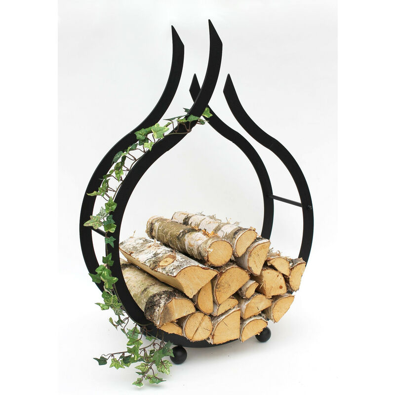 Dandibo - Porte-bûches en forme de flamme, support à bûches de 78 cm, panier à bois, porte-bûches, étagère à bois de chauffage.
