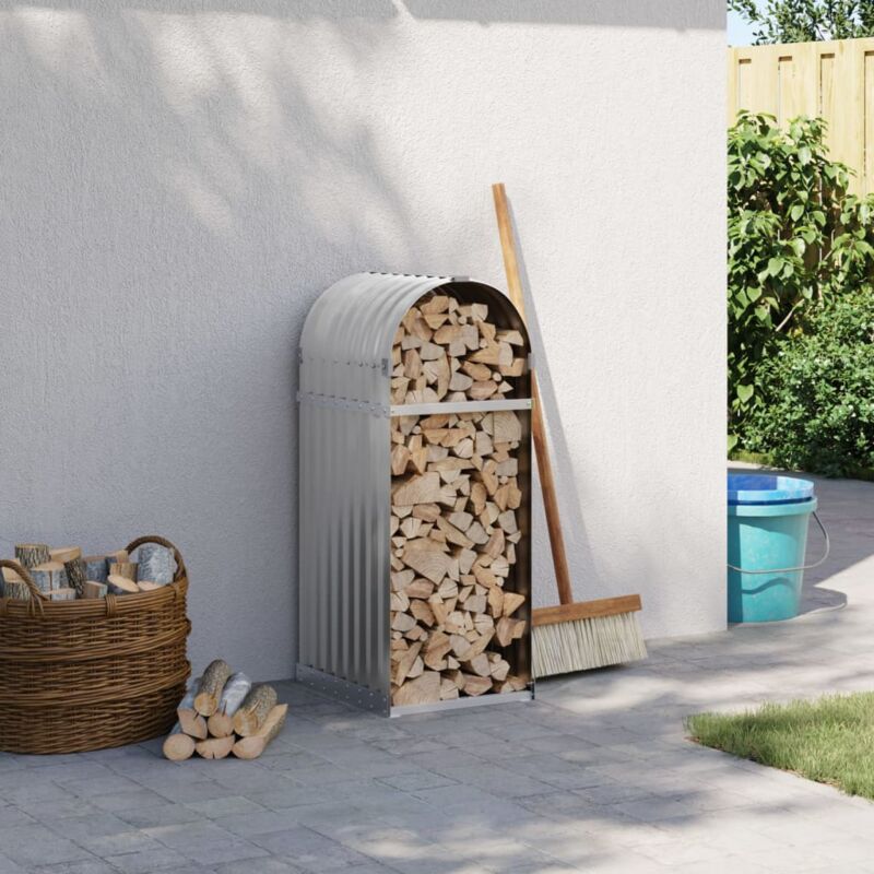 Porte-bûches gris clair 40x45x100 cm acier galvanisé