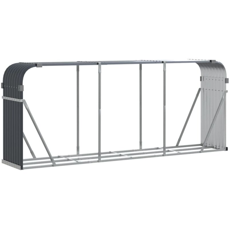 Porte-bûches anthracite 234x45x100 cm acier galvanisé