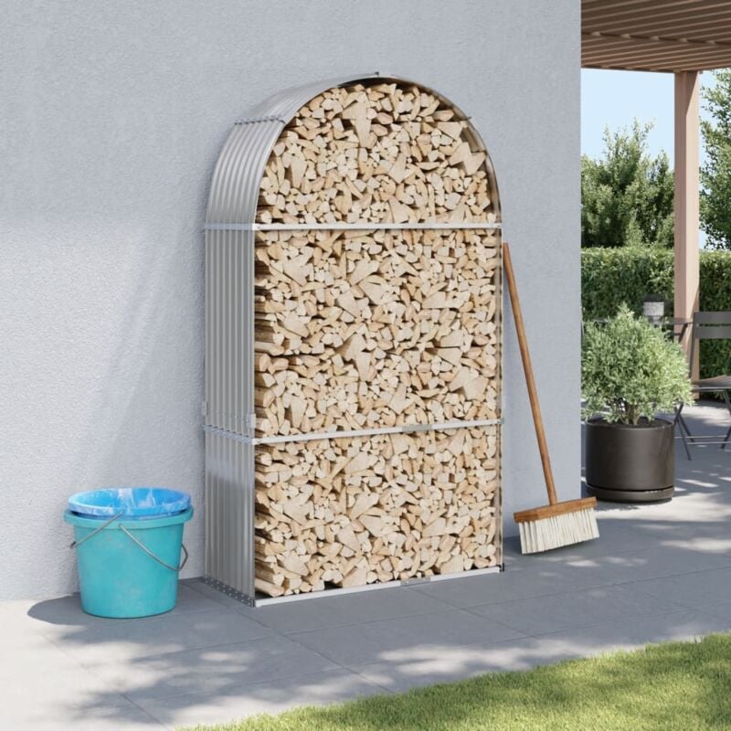 Vidaxl - Porte-bûches gris clair 120x45x210 cm acier galvanisé