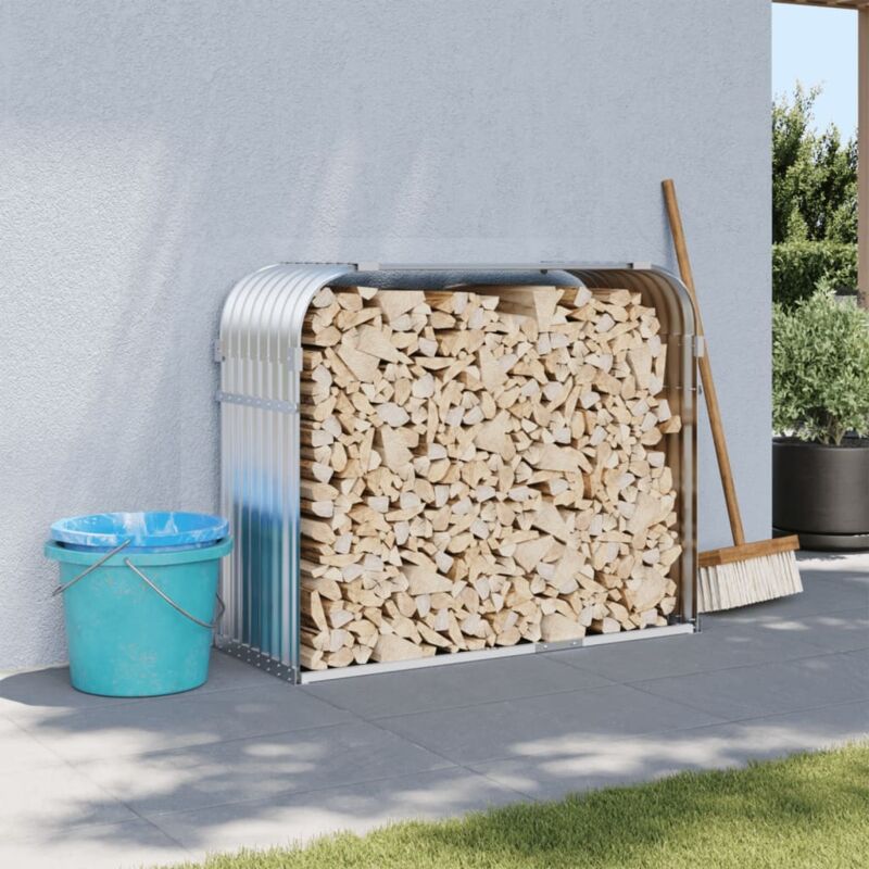 Porte-bûches argenté 120x45x100 cm acier galvanisé