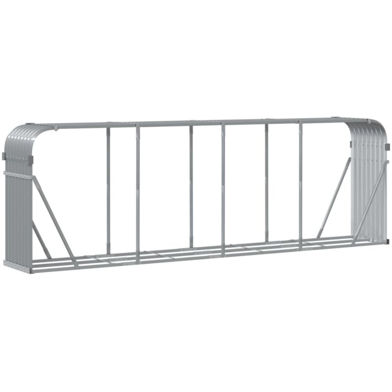 Porte-bûches gris clair 300x45x100 cm acier galvanisé