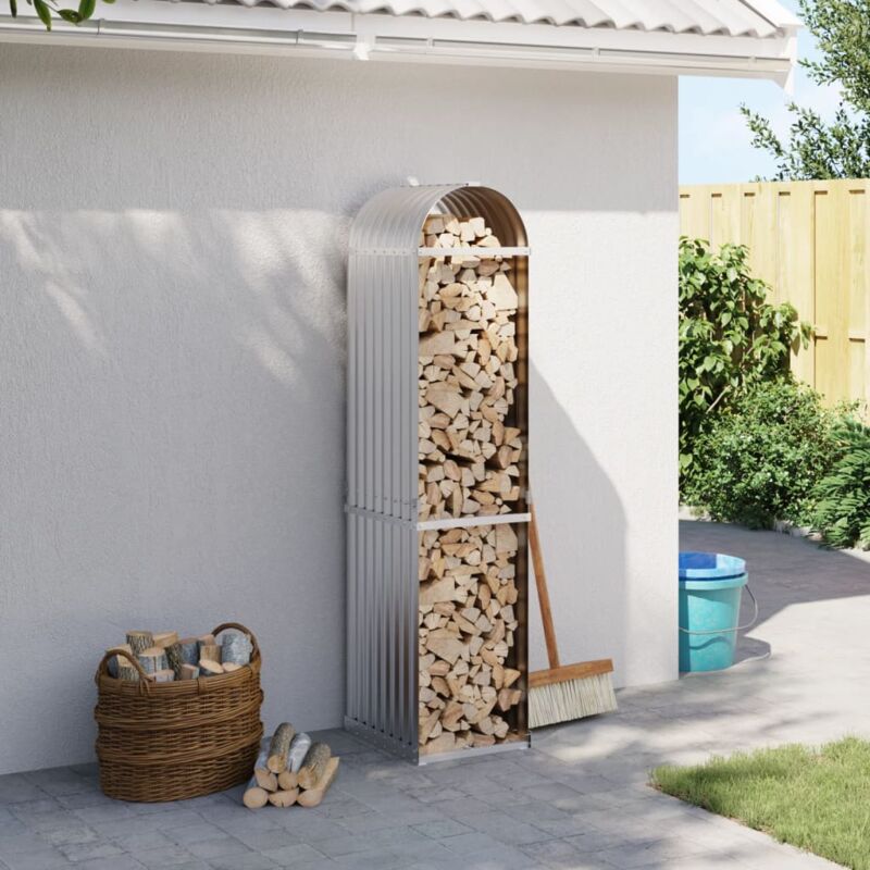 Porte-bûches argenté 40x45x170 cm acier galvanisé Vidaxl
