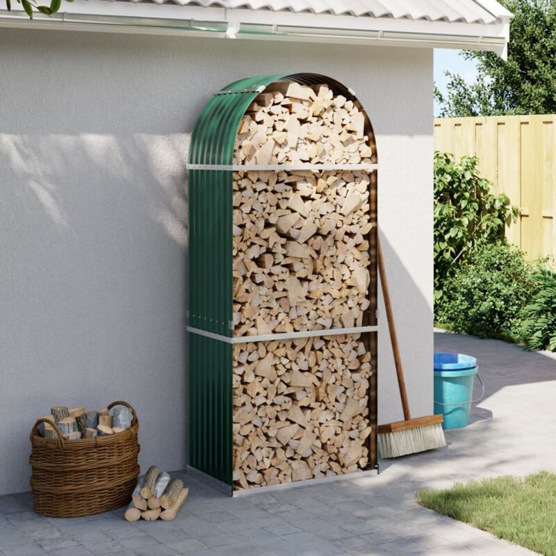 Porte-bûches vert 80x45x190 cm acier galvanisé - Vidaxl