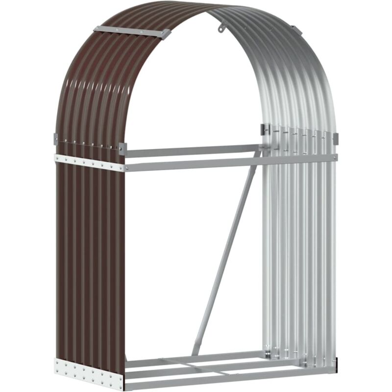 Porte-bûches marron 80x45x120 cm acier galvanisé