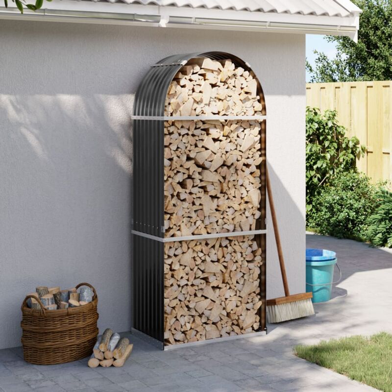 Vidaxl – Porte-bûches extérieur 80x45x190 cm – Acier galvanisé – Pour bois dur – Rangement optimal et ventilation améliorée