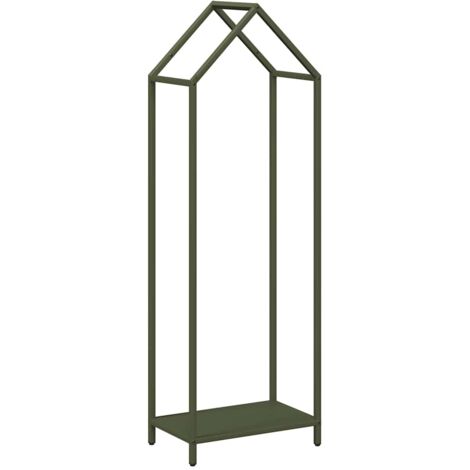 Porte-bûches  Portant de bois chauffage vert olive 40x25x120 cm CFW35068