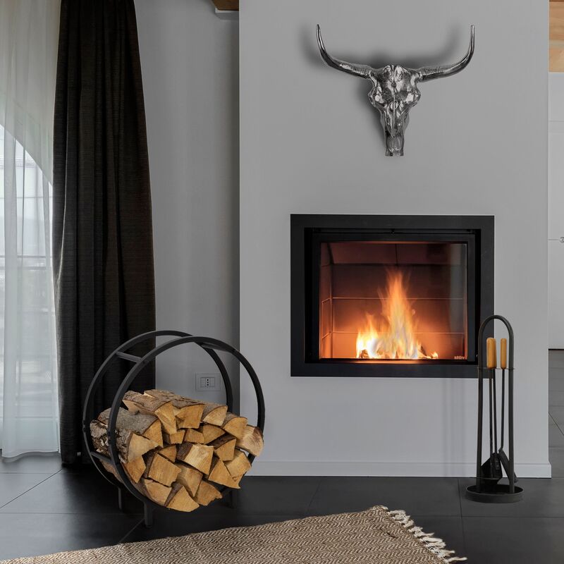 Ml-design - Étagère de cheminée support acier pour bois de chauffage porte-bûches 62x60x20cm