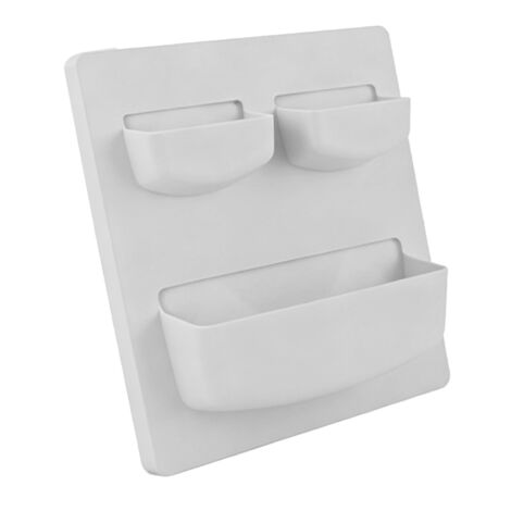 [Porte-caddie mural] PP  21.5x21.5 cm Gris clair  Boîte de rangement pour salle de bain, cuisine et bureau, design élégant, avec double face adhésive
