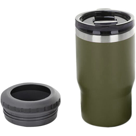 Porte-canette isolant 14 oz en acier inoxydable 304, pour boissons fraîches en extérieur ou en voiture, couleur vert militaire.