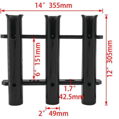 Porte-cannes triples en nylon noir et blanc pour yachts et accastillage nautique. Veuillez préciser la couleur dans les notes de commande. Disponibles en noir et blanc.