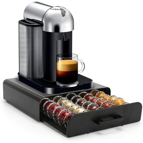 Porte Capsule pour 60 Capsules, Support de Machine à Café avec Tiroirs de Rangement Dosettes , Distributeur/Organisateur Capsules en Métal