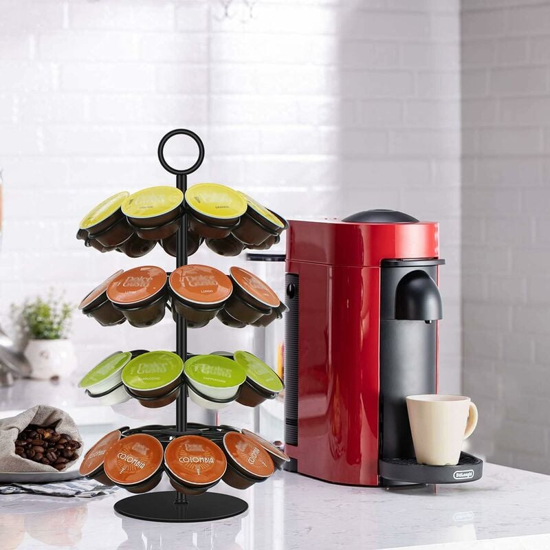 Jusch - Porte Capsule, Rangement Capsules, Support pour Dosettes de Café Compatible avec 36 Dosettes, Peut Tourner à 360 Degrés