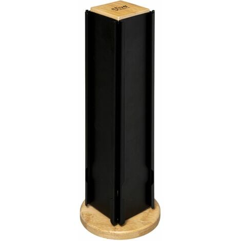 Porte-capsules à café rotatif en bambou et métal pour 24 - Diamètre 11,5cm Hauteur 35cm - Noir