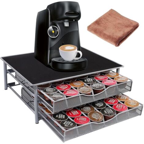 Porte-capsules avec 2 tiroirs, organisateur de capsules de café, empilable, pour capsules 72, design extensible, robuste