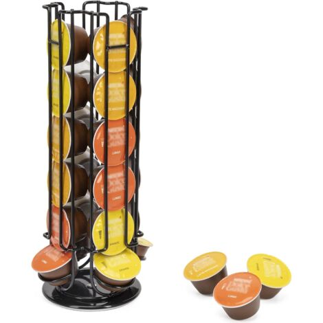 Porte-capsules de café pour 24 capsules Dolce Gusto, support de rangement pour capsules de café, rotatif, noir