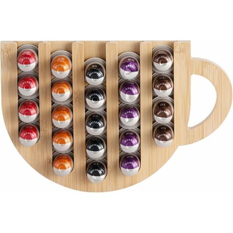 Porte Capsules,Triomphe Rangement de Capsules Autocollant, Distributeur 36x Capsule Café, Rangement Dosette Café, Support Mural peu Encombrant, Rangement Capsule Rotatif Compatible avec Capsules Nespr