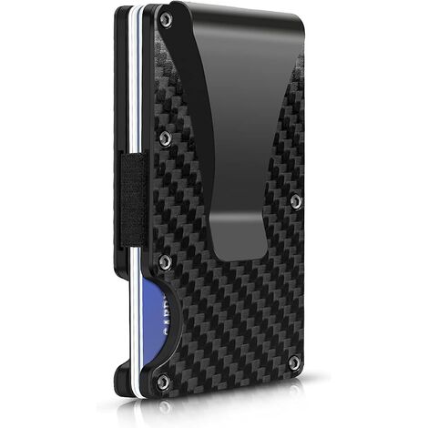 Slim Mini Portable en Fibre de Carbone Portefeuille pour Hommes RFID Metal Money Clip Titulaire Carte de Crédit Homme Petit Portefeuille 