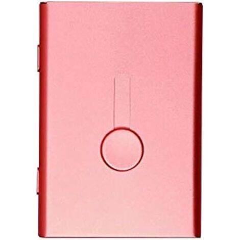 Porte-cartes de visite coulissant en métal pour homme et femme (rose)