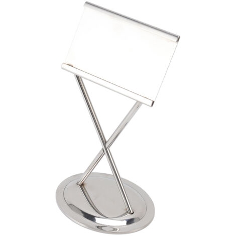 Porte-cartes de visite en acier inoxydable, style élégant et durable pour bureau, réunion ou événement, finition argentée anti-oxydation.