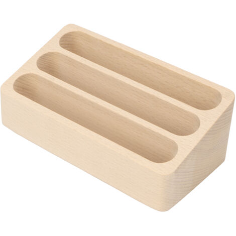 Porte-cartes de visite en bois avec 3 emplacements - Support stable pour bureau et salon
