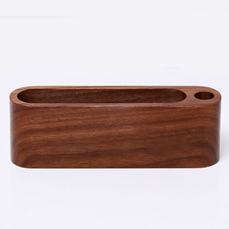 Porte-cartes de visite en bois Boîte de rangement Support de rangement de bureau Accessoires de bureau (noyer noir)