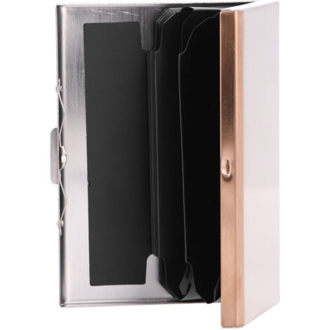 Porte-cartes en acier inoxydable anti-piratage RFID - étui pour cartes de crédit et visite - design élégant rose or pour homme et femme