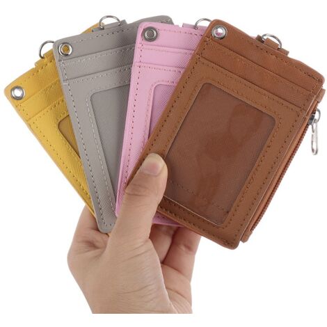 Porte-cartes en PU avec Porte-monnaie et Porte-clés, Étui Portable pour Carte d’Identité et Carte de Bus