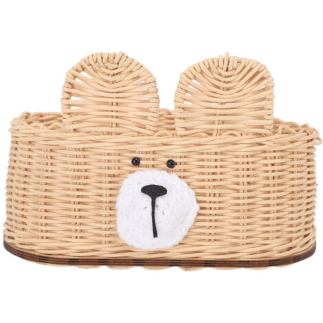 Porte-Carton à Tissus en Rotin Décoratif - Boîte Organisatrice pour Serviettes et Papiers - Table, Salle de Bain, Bureau - Beige - Dimensions 20x12.5x12.5cm - Composite Bois/Rotin